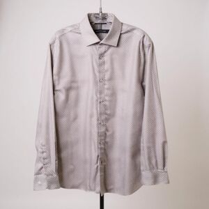 Tommy Hilfiger White Blue Purple Dots Dress Shirt Work Career Classic Size 15.5